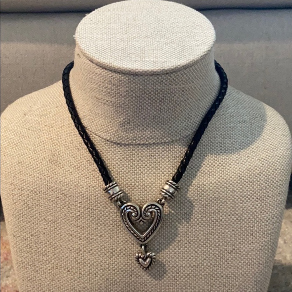 Brighton | Heart Necklace w/ Braided Leather